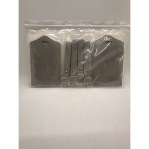 Travelambo Luggage Tags 4 Pack Light‎ Grey Faux Leather Suitcase ID Labels New